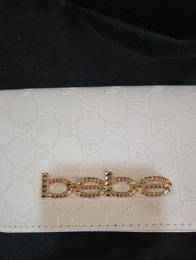 bebe White Embossed Logo Mini with Gold Hardware (NWT)